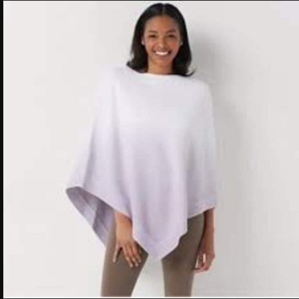 Barefoot Dreams CozyChic Ultra Lite Poncho Sweater Women's One Size Purple Cream